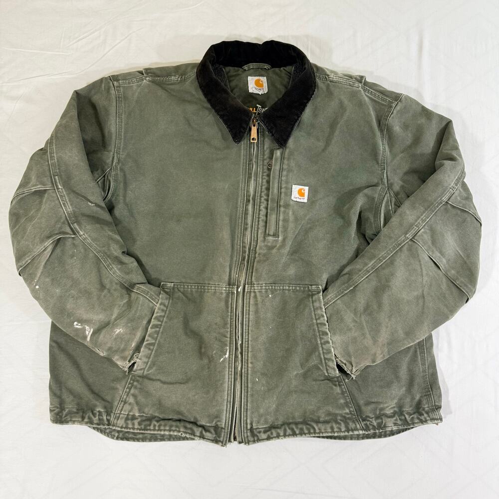 Carhartt Full Swing Armstrong Jacket Mens 2XL Moss Green Canvas Distressed